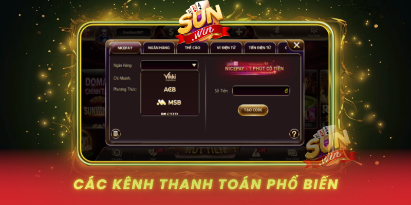 Cac Kenh Thanh Toan Pho Bien Tren Cong Game Sunwin